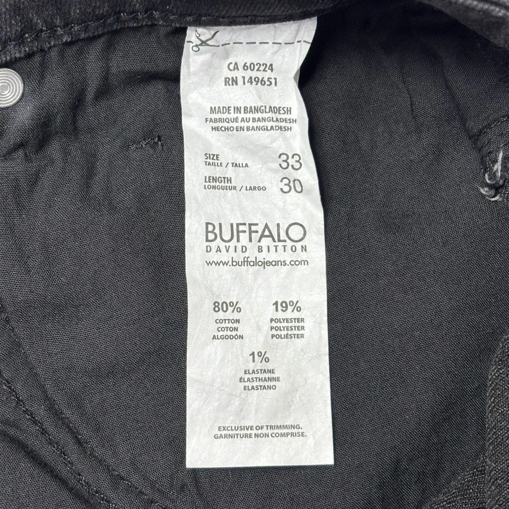 NWT Buffalo David Bitton Driven Jeans Mens 33x30 Relaxed Straight Black Stretch